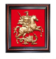 Гербовое панно Москвы 26х28 см, краска, рамка орех